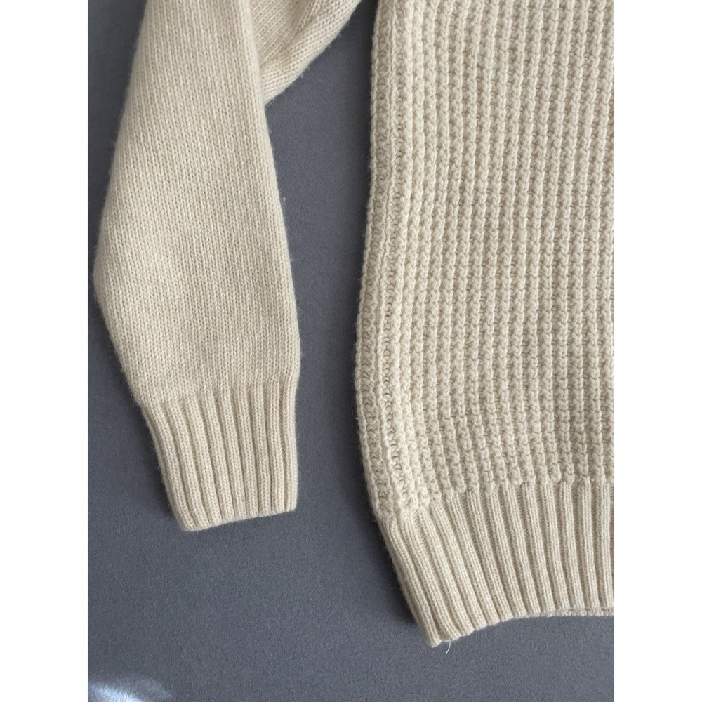 Daniele Blasi Women M Wool Sweater Cream Cable Chunky Knit Shawl Neck Italy Warm - Picture 4 of 11